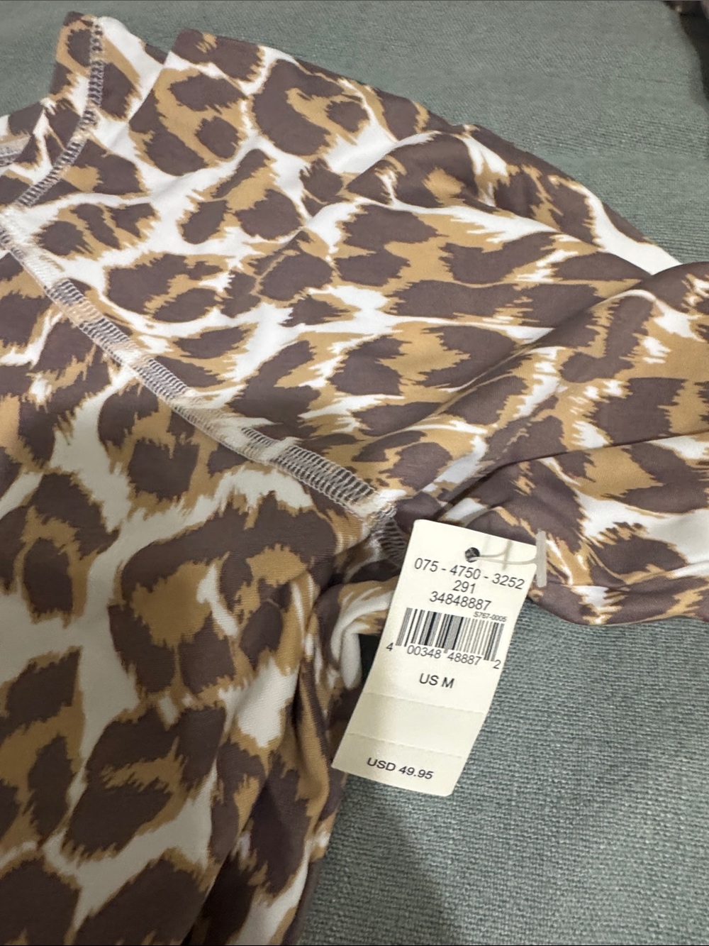 aerie Leopard-Print Long Sleeve Top in Tan and White - Picture 2 of 3